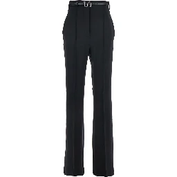 Texas Black Pants with Belt with Metallic Buckle in Fabric Woman
