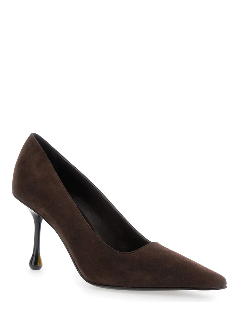 Ixia Brown Pumps with High Sculpted Heel in Suede Woman