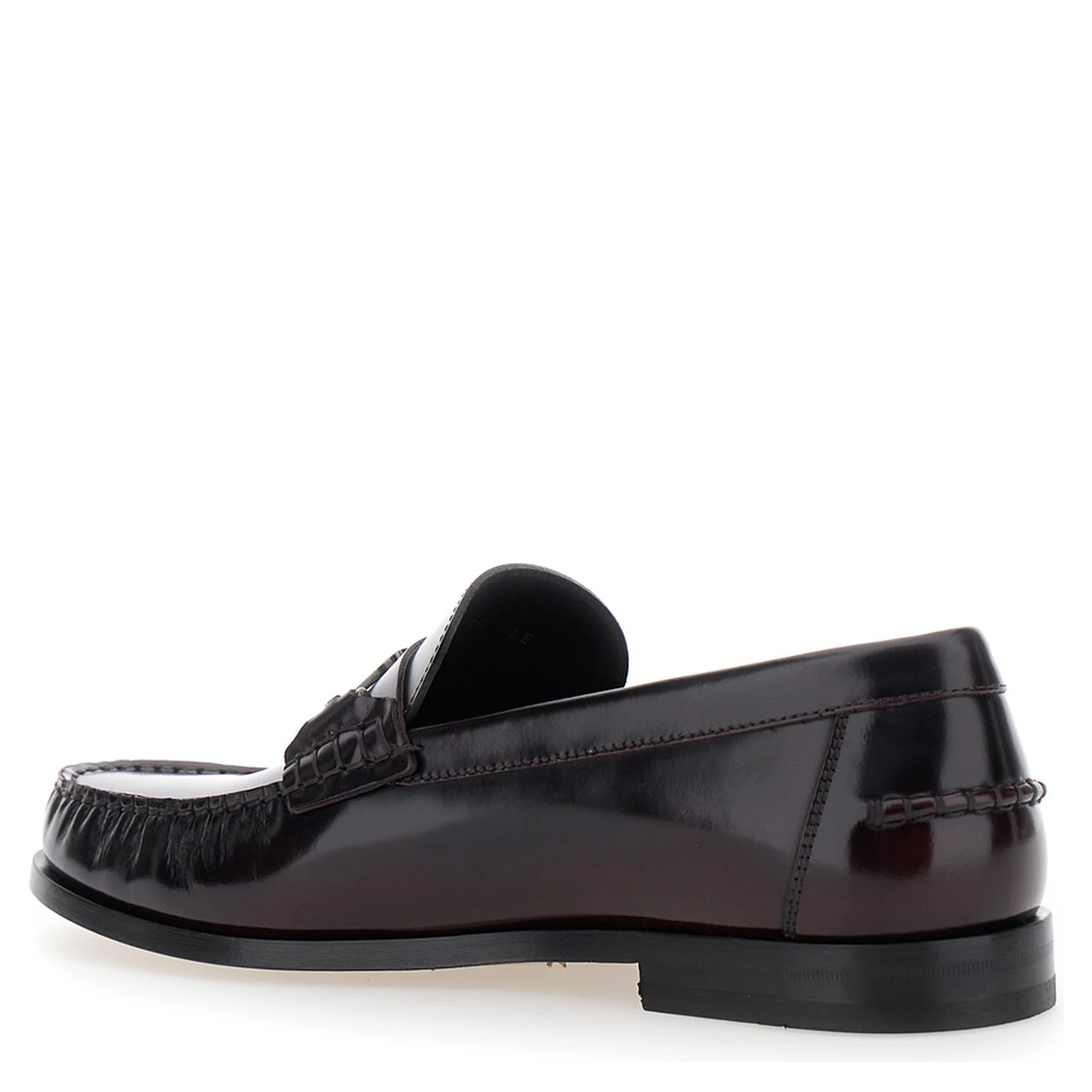 Harry Black Loafers with Almond Toe and Logo Plaque Detail in Leather Man