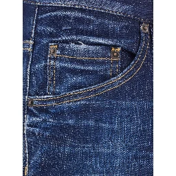 Blue Jeans with Belt Loops and Logo Patch on the Rear in Denim Man