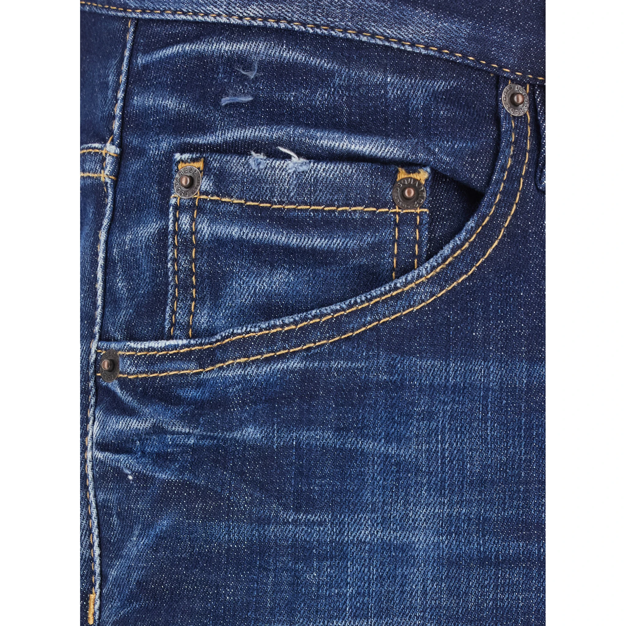 Blue Jeans with Belt Loops and Logo Patch on the Rear in Denim Man