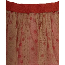 Pink Skirt with Layered Tulle and All-Over Polka-Dot Motif in Tech Fabric Girl