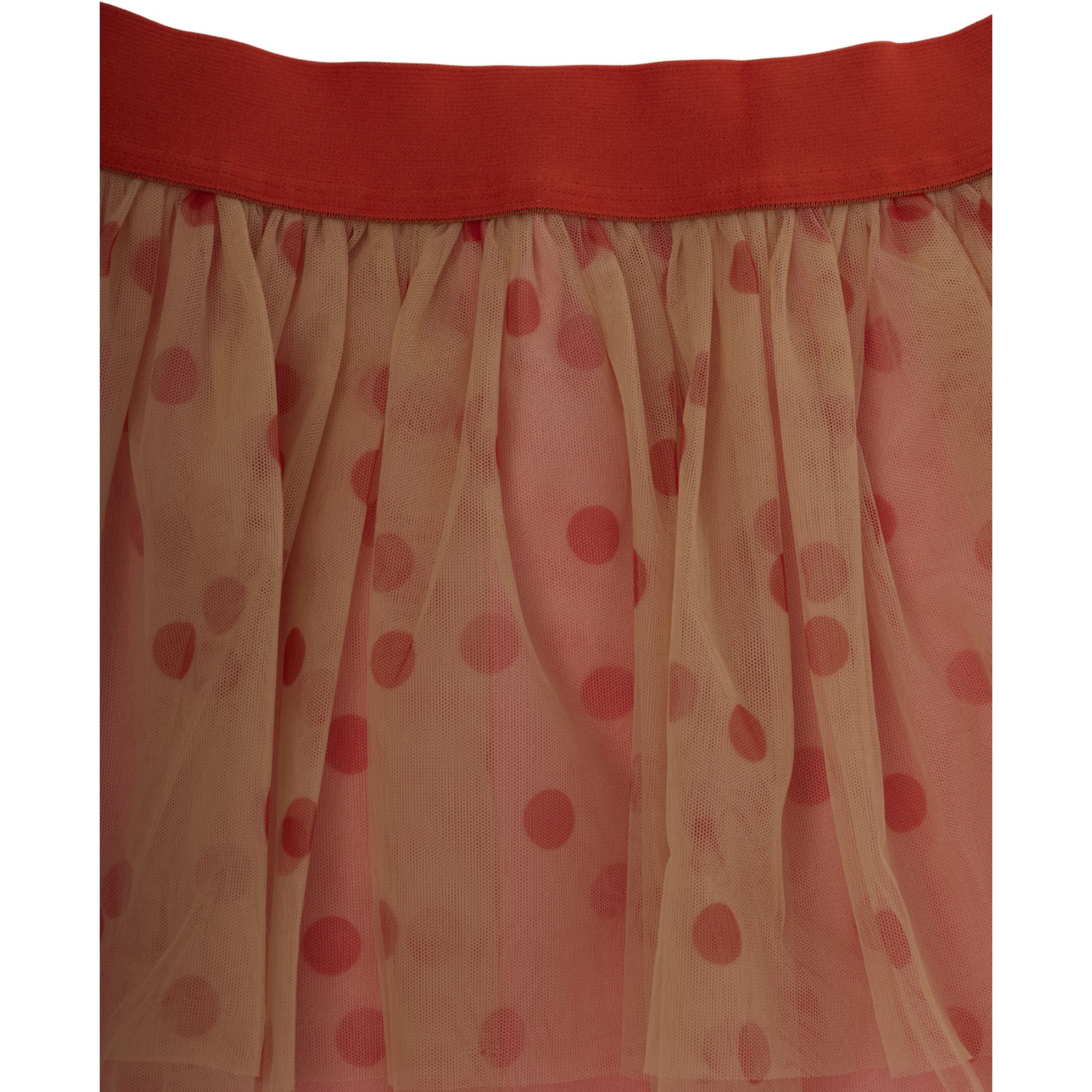 Pink Skirt with Layered Tulle and All-Over Polka-Dot Motif in Tech Fabric Girl
