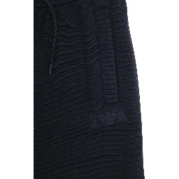 Blue Trousers with Elastic Waist and Logo Patch on the Front in Cotton Boy