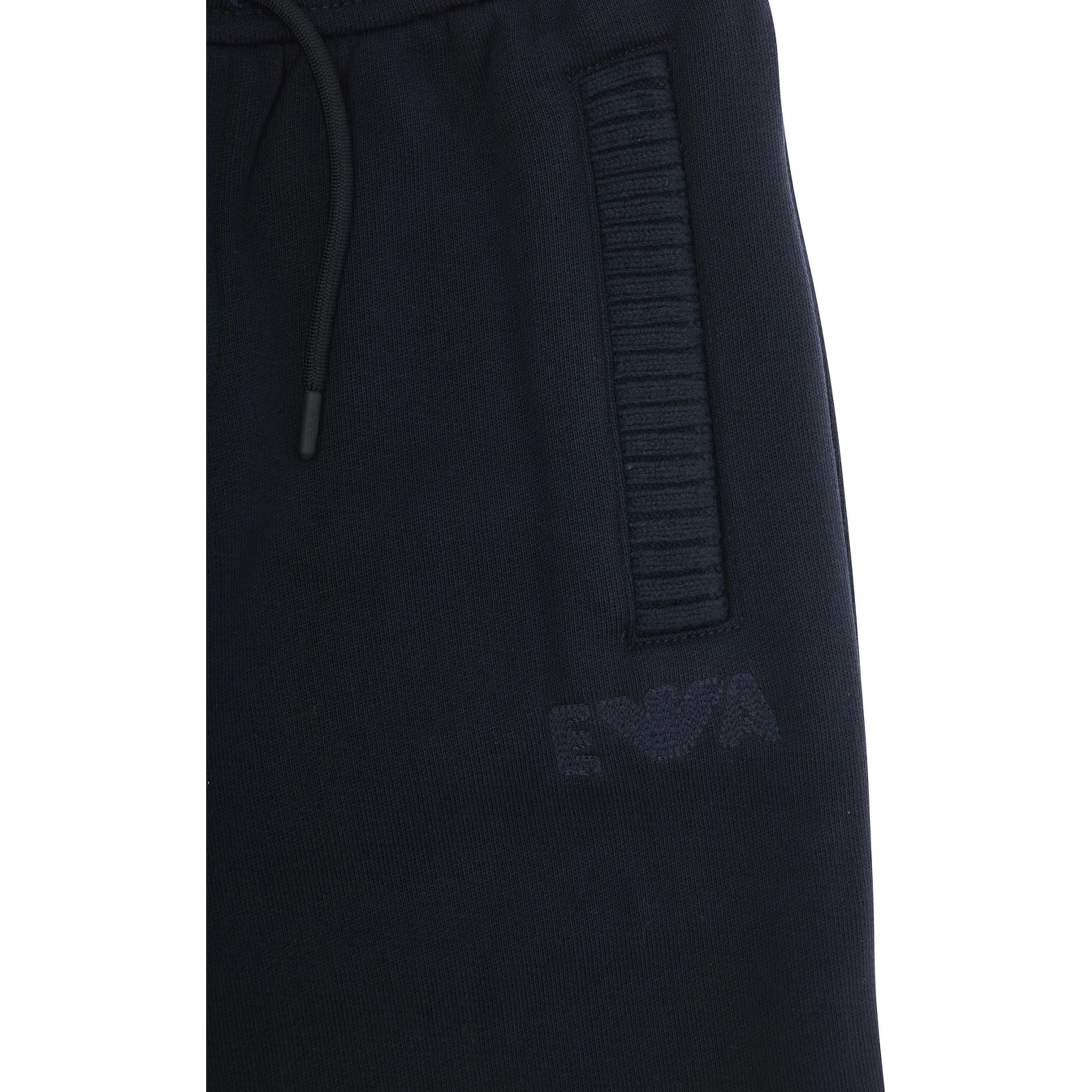 Blue Trousers with Elastic Waist and Logo Patch on the Front in Cotton Boy