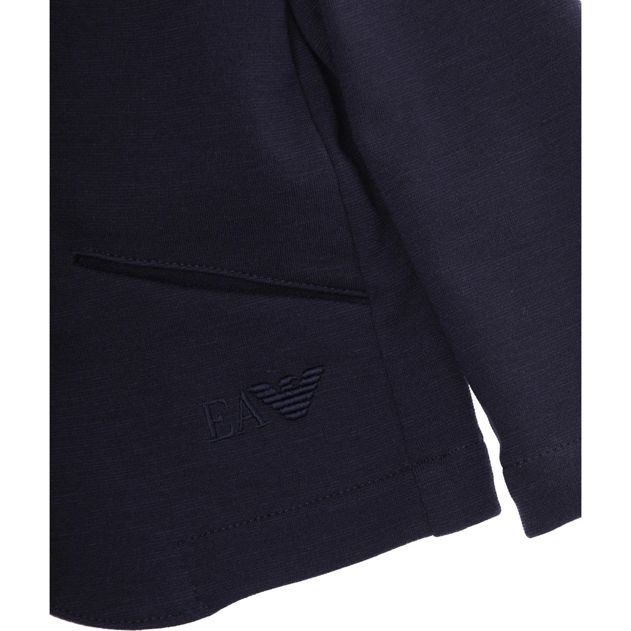 Blue Single-Breasted Jacket with Notched Revers and Logo Patch on the Sleeve in Fabric Baby