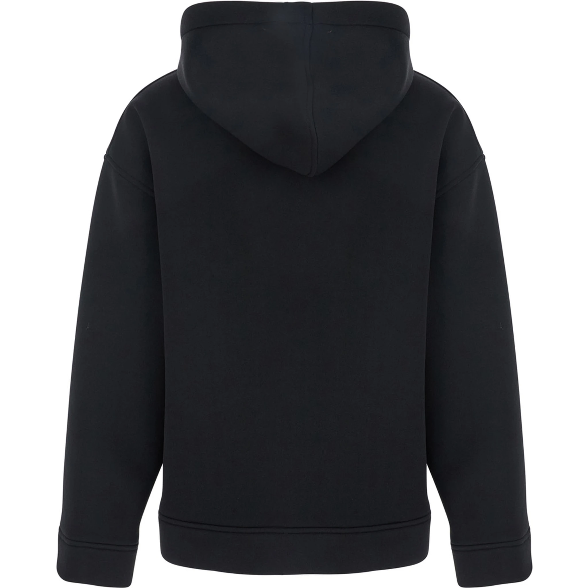 Black Jacket with Fixed Hood and Two Front Pockets in Tech Fabric Woman