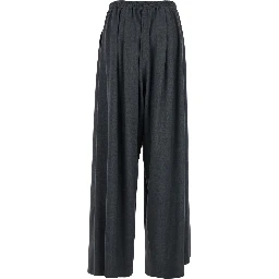 Grey Pants with Semi-Elastic Waist and Oversize Design in Fabric Woman