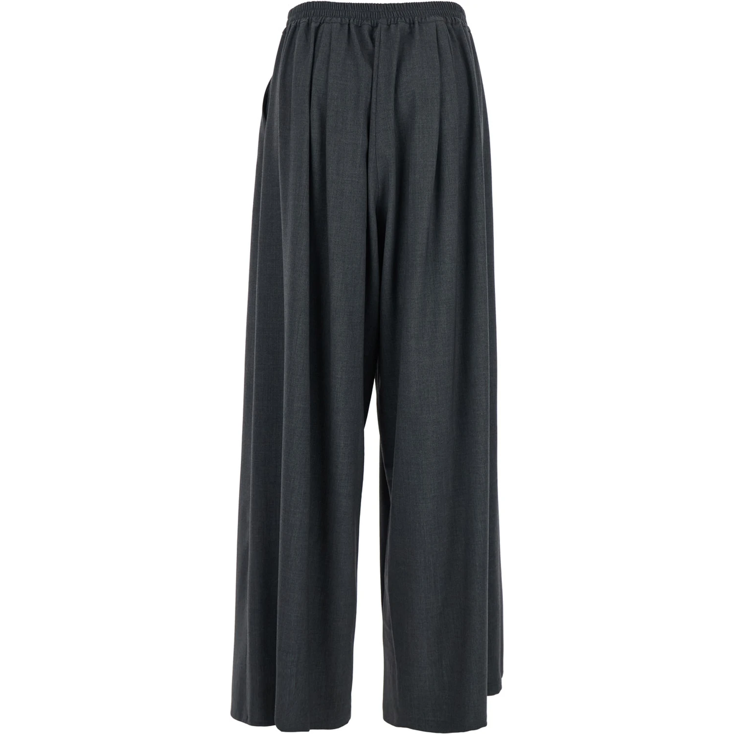 Grey Pants with Semi-Elastic Waist and Oversize Design in Fabric Woman