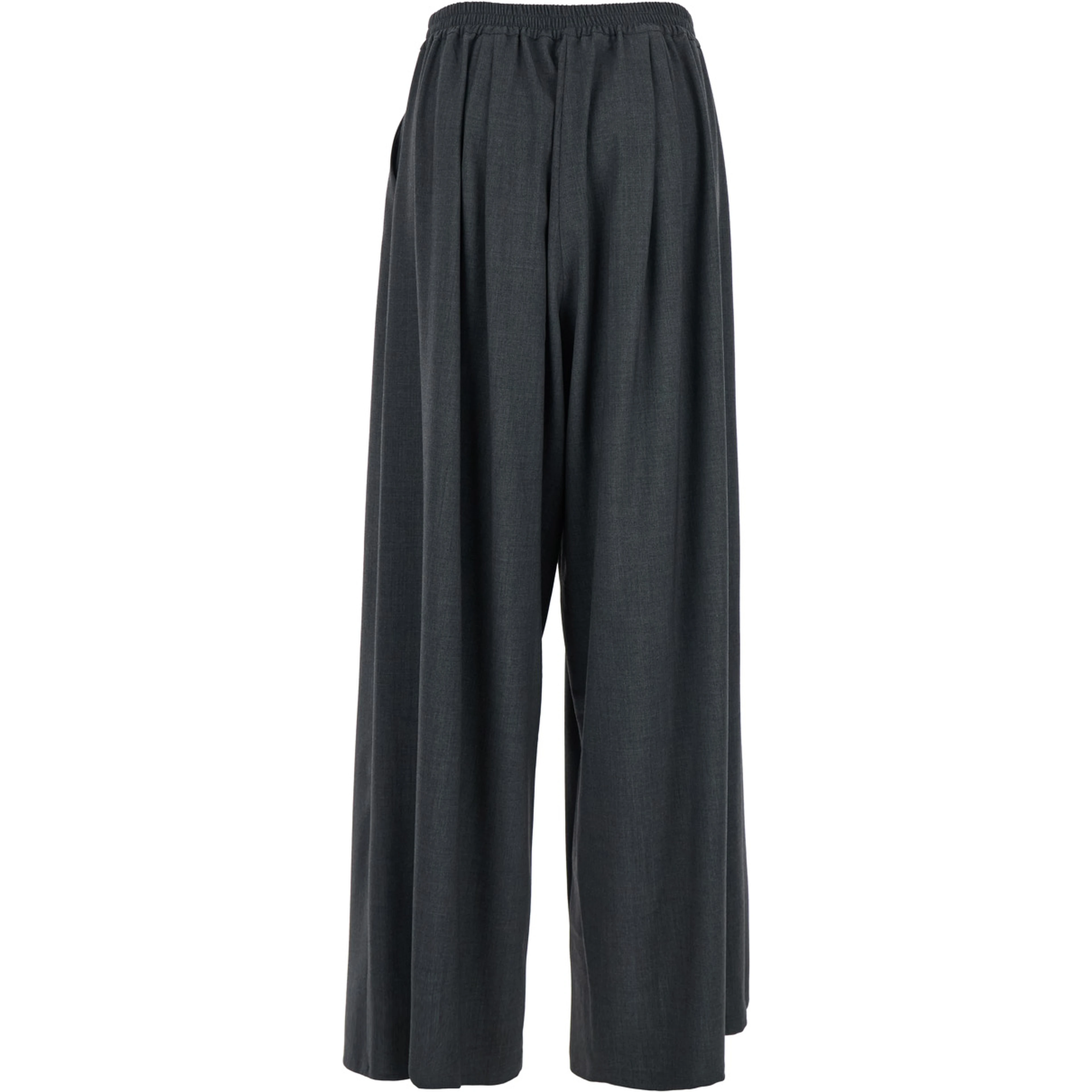 Grey Pants with Semi-Elastic Waist and Oversize Design in Fabric Woman