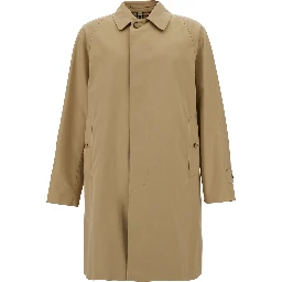 Beige Single-Breasted Coat with One Single Button in Cotton Man