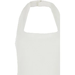 Ilona White Long Dress with Square Neckline in Twill Woman