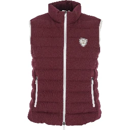 Bordeaux Sleeveless Down Jacket with Logo Patch on the Front in Cotton Blend Woman