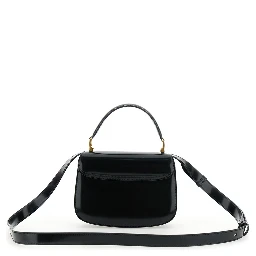 Black Handbag with ADC Patch on the Front and Adjustable and Removable Shoulder Strap in Leather Woman