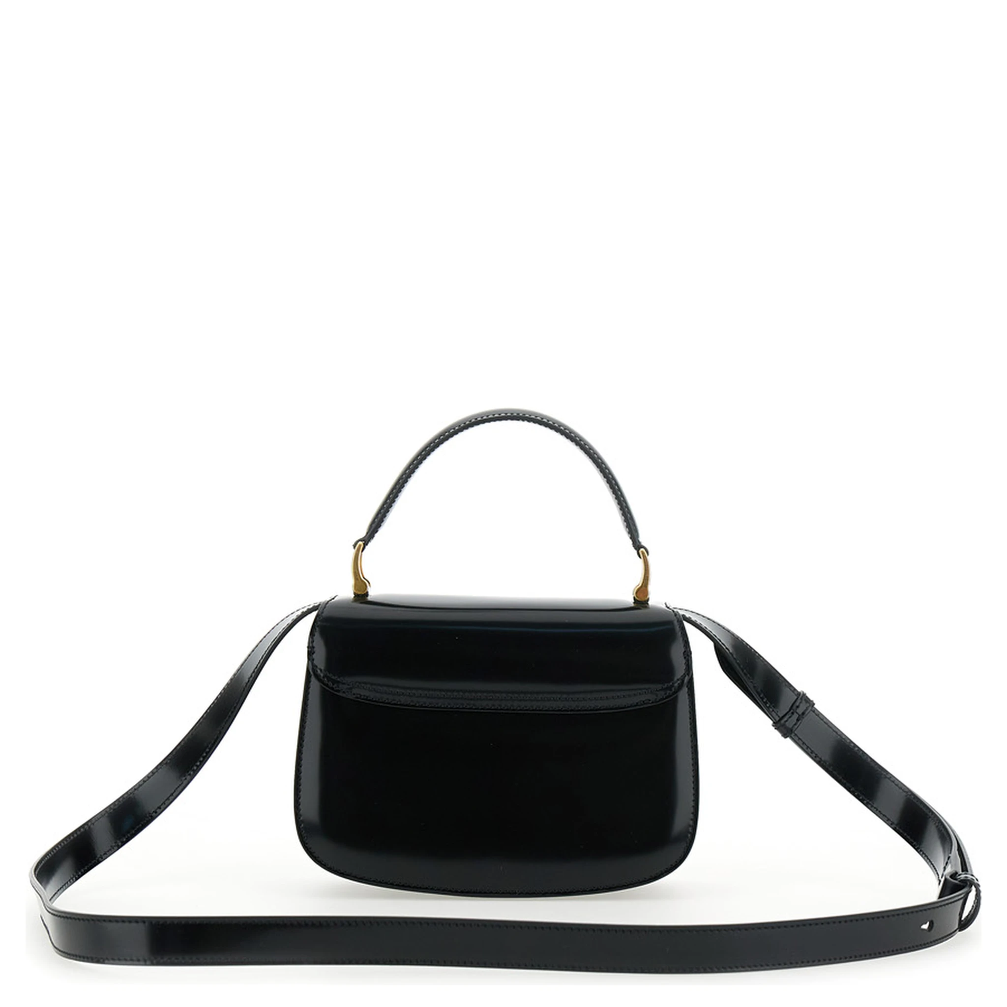 Black Handbag with ADC Patch on the Front and Adjustable and Removable Shoulder Strap in Leather Woman