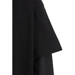 Black Crewneck T-Shirt with Logo Lettering on the Rear and Layered Design in Cotton Man