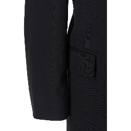 Black Single-Breasted Jacket with Notched Revers in Wool Man