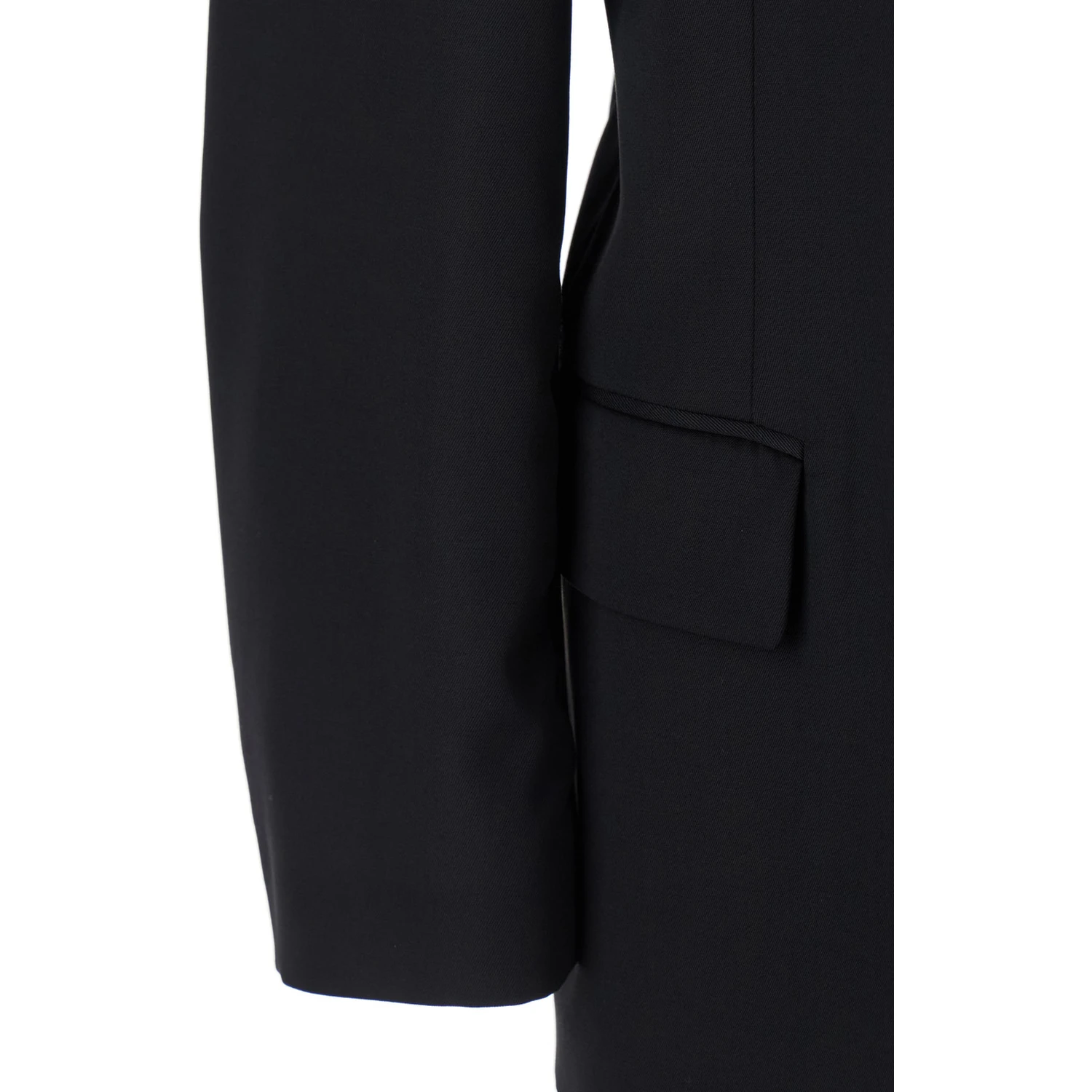 Black Single-Breasted Jacket with Notched Revers in Wool Man