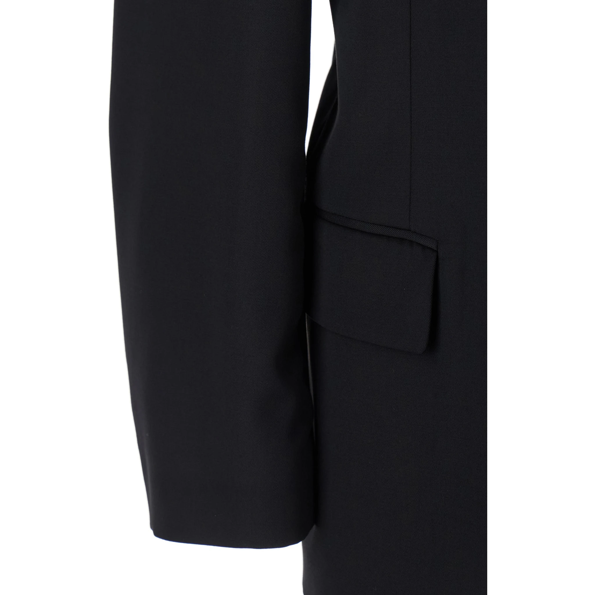 Black Single-Breasted Jacket with Notched Revers in Wool Man