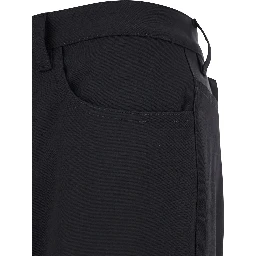 Black Tailored Trousers with Belt Loops in Wool Man