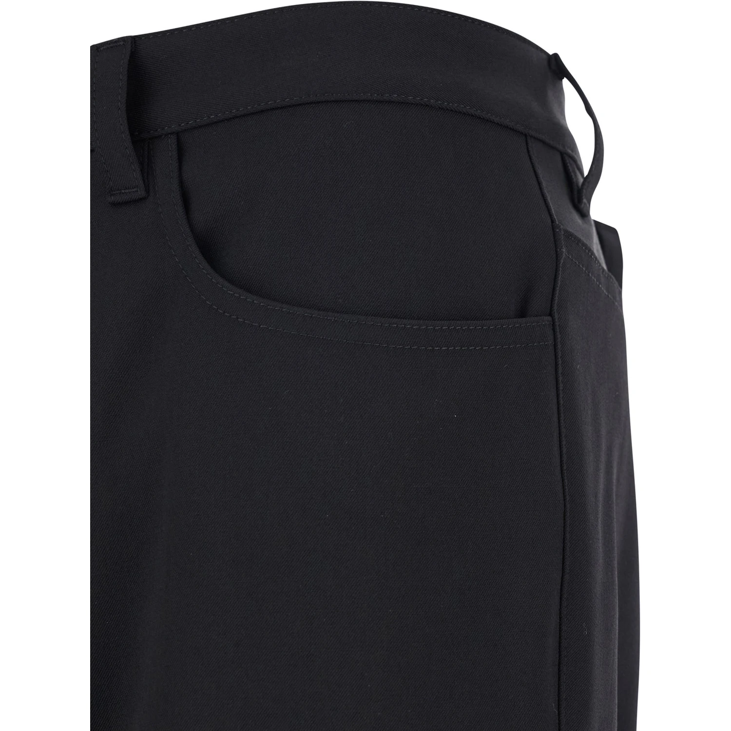 Black Tailored Trousers with Belt Loops in Wool Man