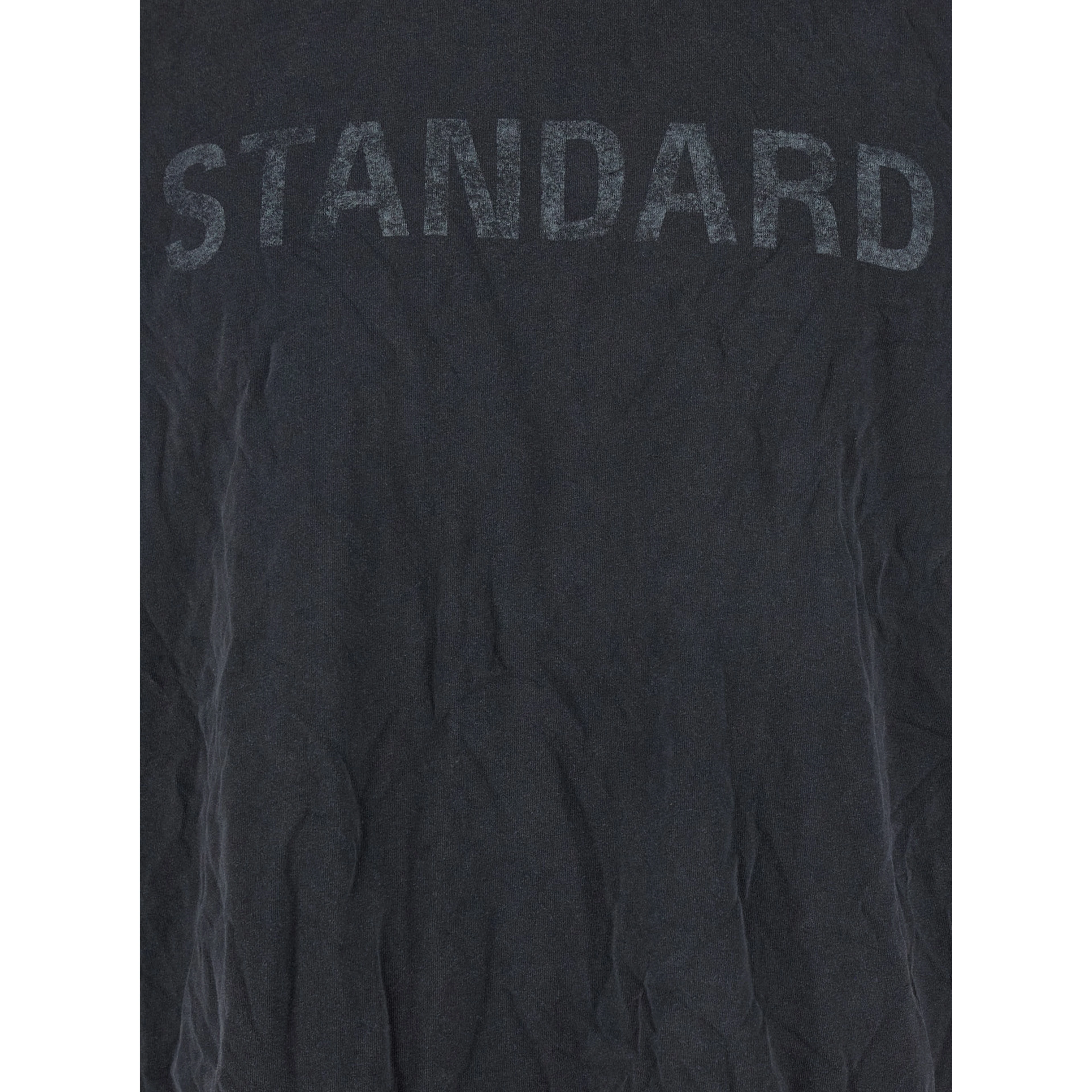 Black Crewneck T-Shirt with Logo Print on the Front in Cotton Man
