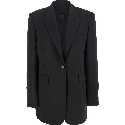 Kamut Black Single-Breasted Jacket with Peak Revers in Viscose Blend Stretch Woman