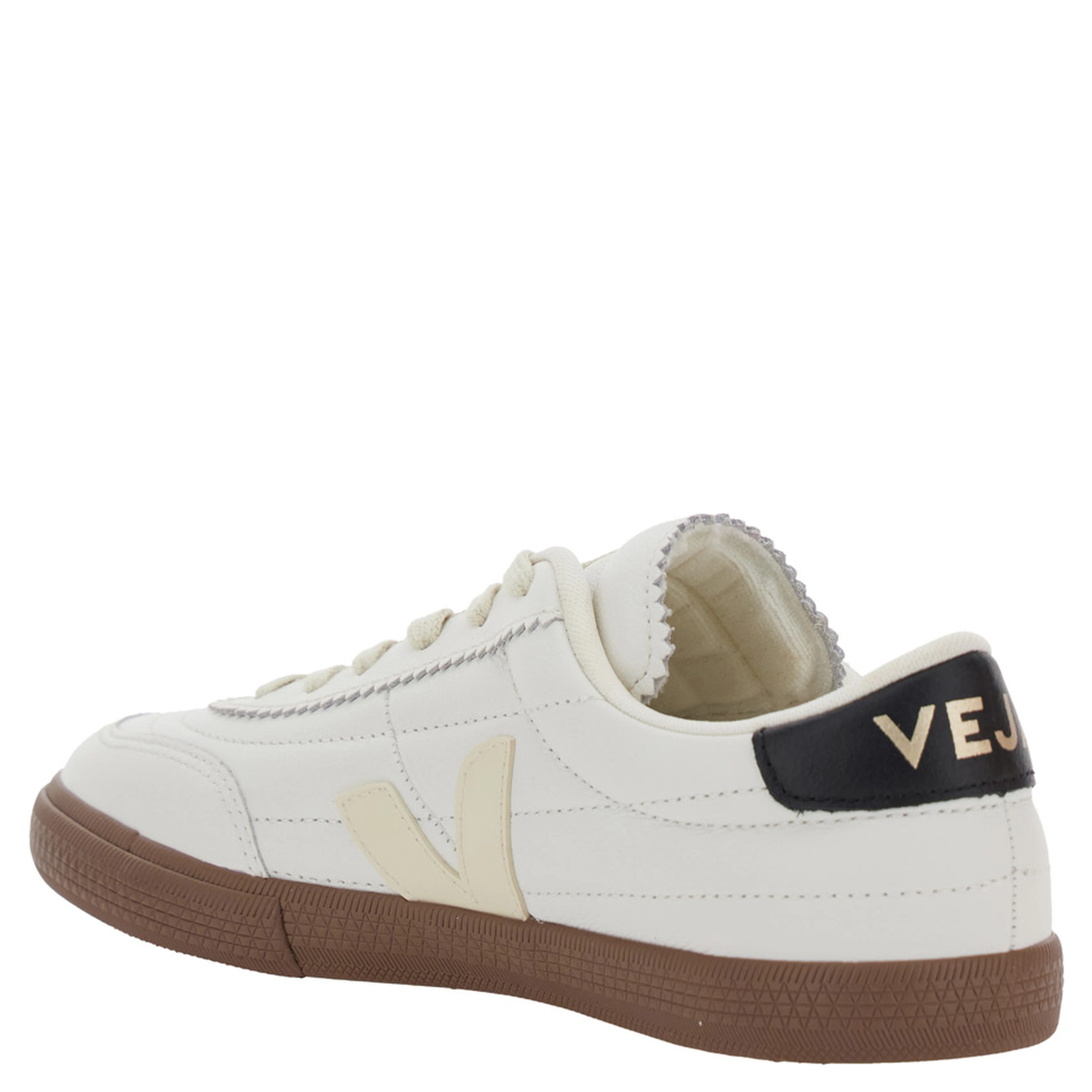 Panenka White Low Top Sneakers with Logo Patch on the Side and Contrasting Heel with Logo Lettering in Leather Unisex