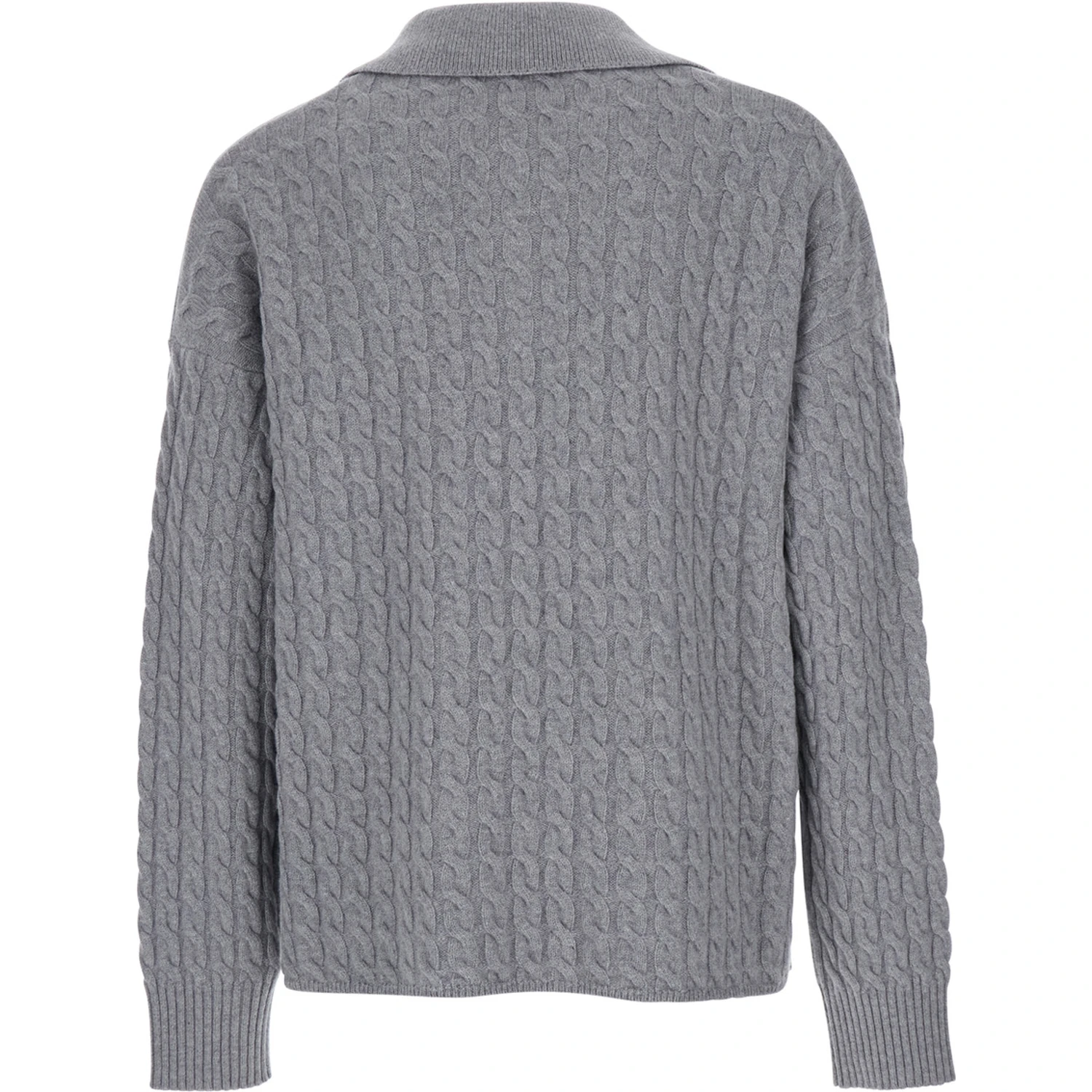 Grey Polo Shirt with Woven Design in Wool Man