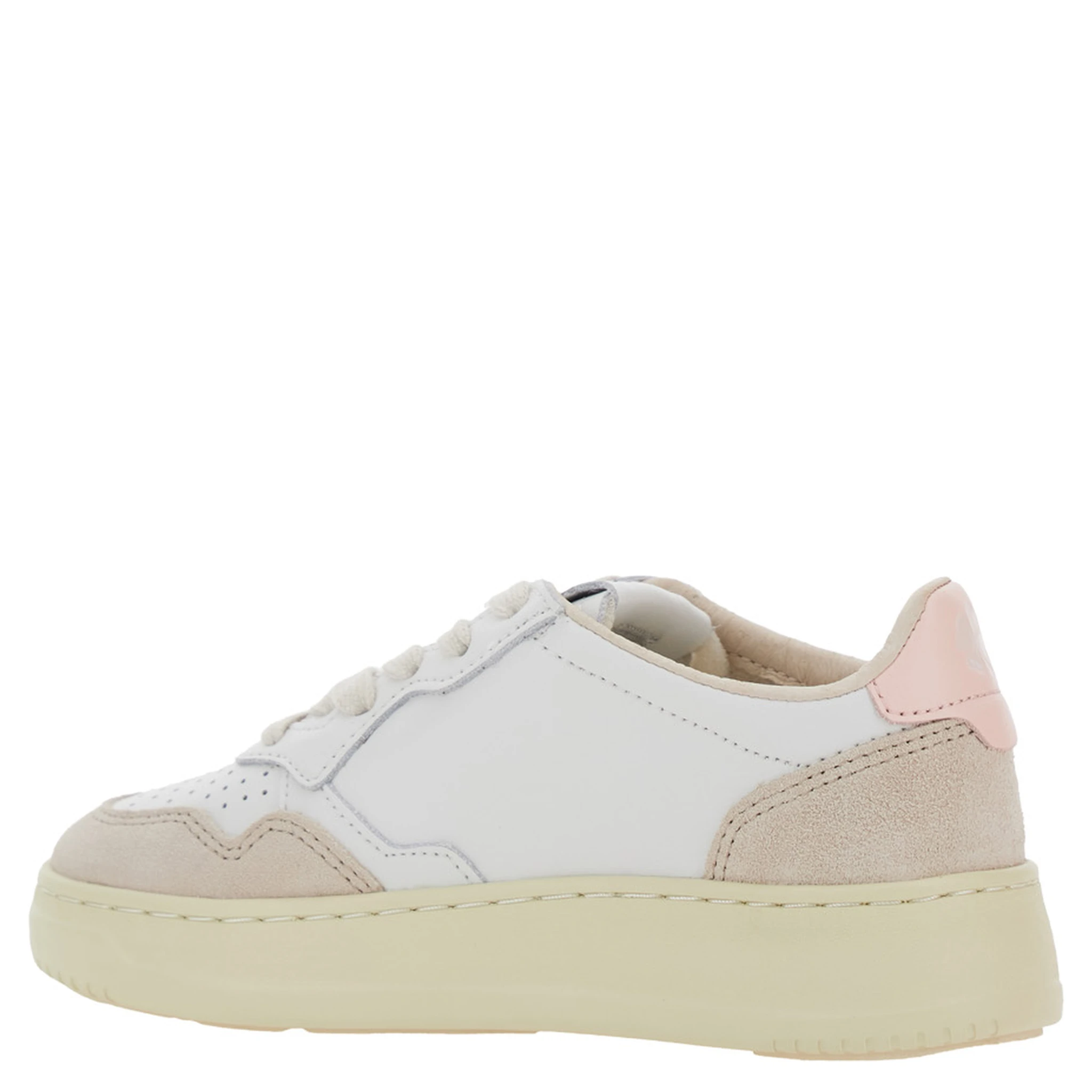 Medalist White Low Top Sneakers with Logo Patch on Tongue and Side in Leather Girl