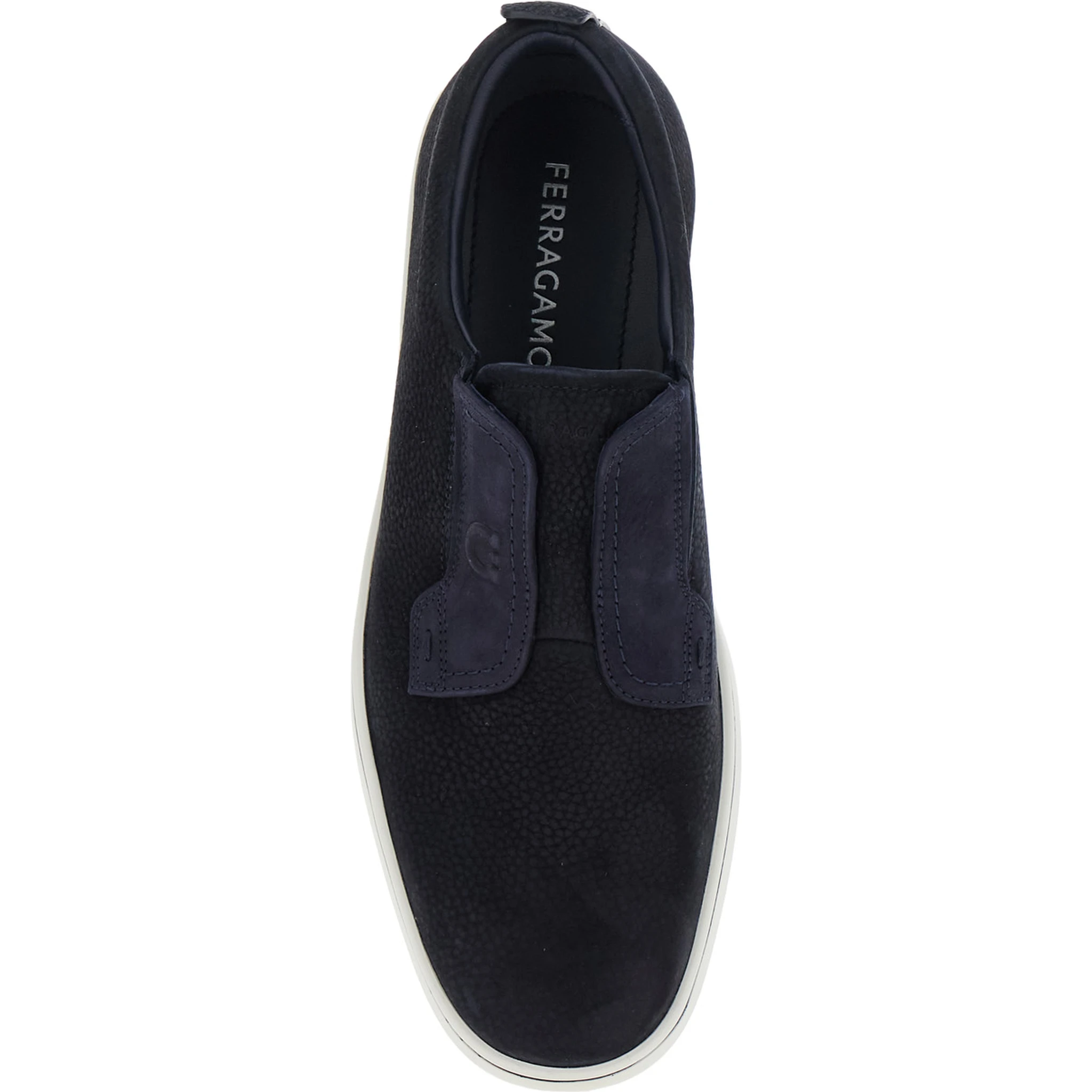 حذاء ألفي الأزرق بدون أربطة من الجلد المحبب، ذو مقدمة مستديرة، رجالي