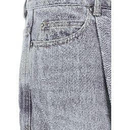 Blue Jeans with Faded Effect and Wide Legi n Denim Man