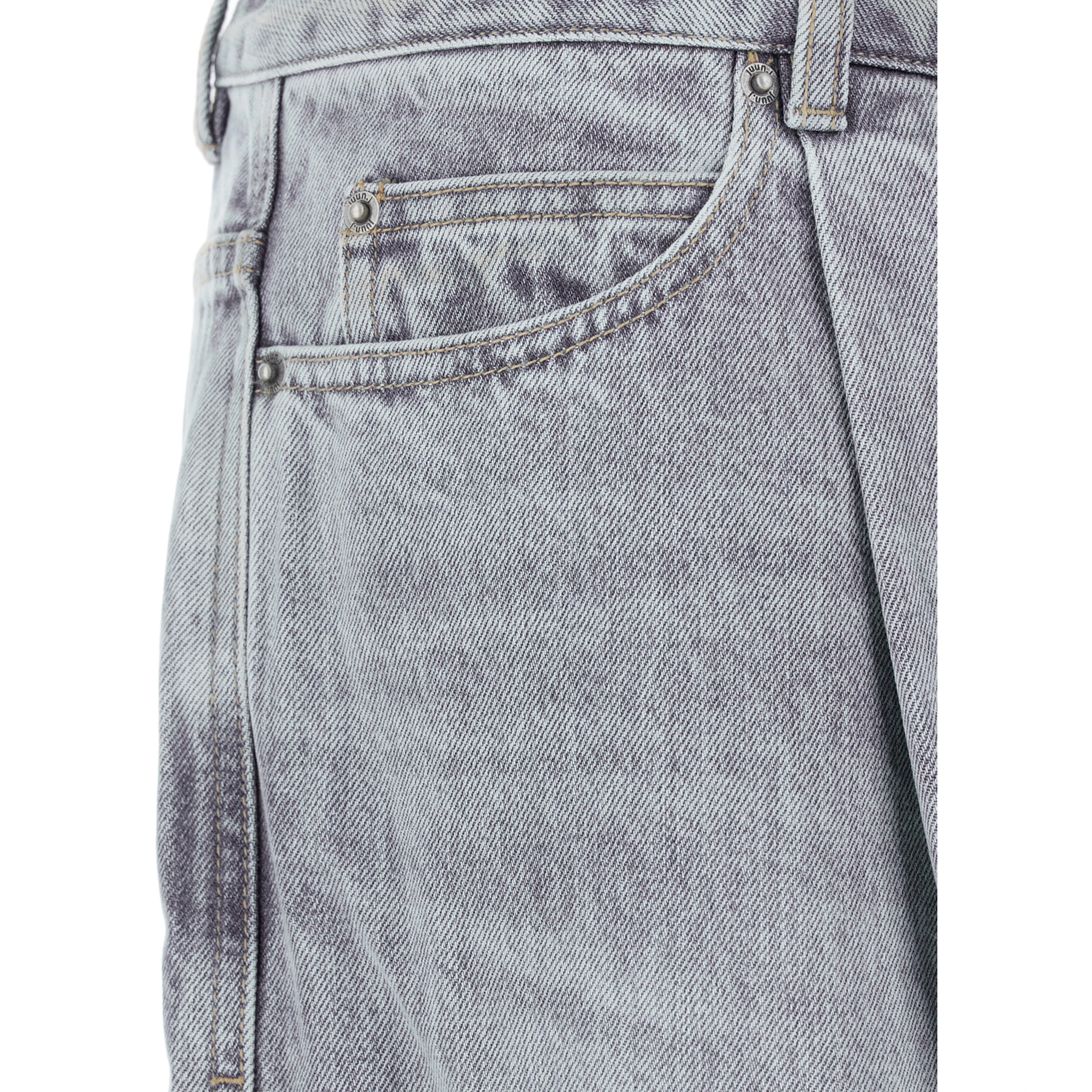 Blue Jeans with Faded Effect and Wide Legi n Denim Man