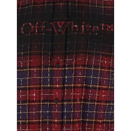 Bordeaux Shirt with Maxi Logo Lettering on the Front and All-Over Check Motif in Wool Man