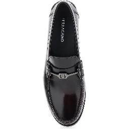 Harry Black Loafers with Almond Toe and Logo Plaque Detail in Leather Man