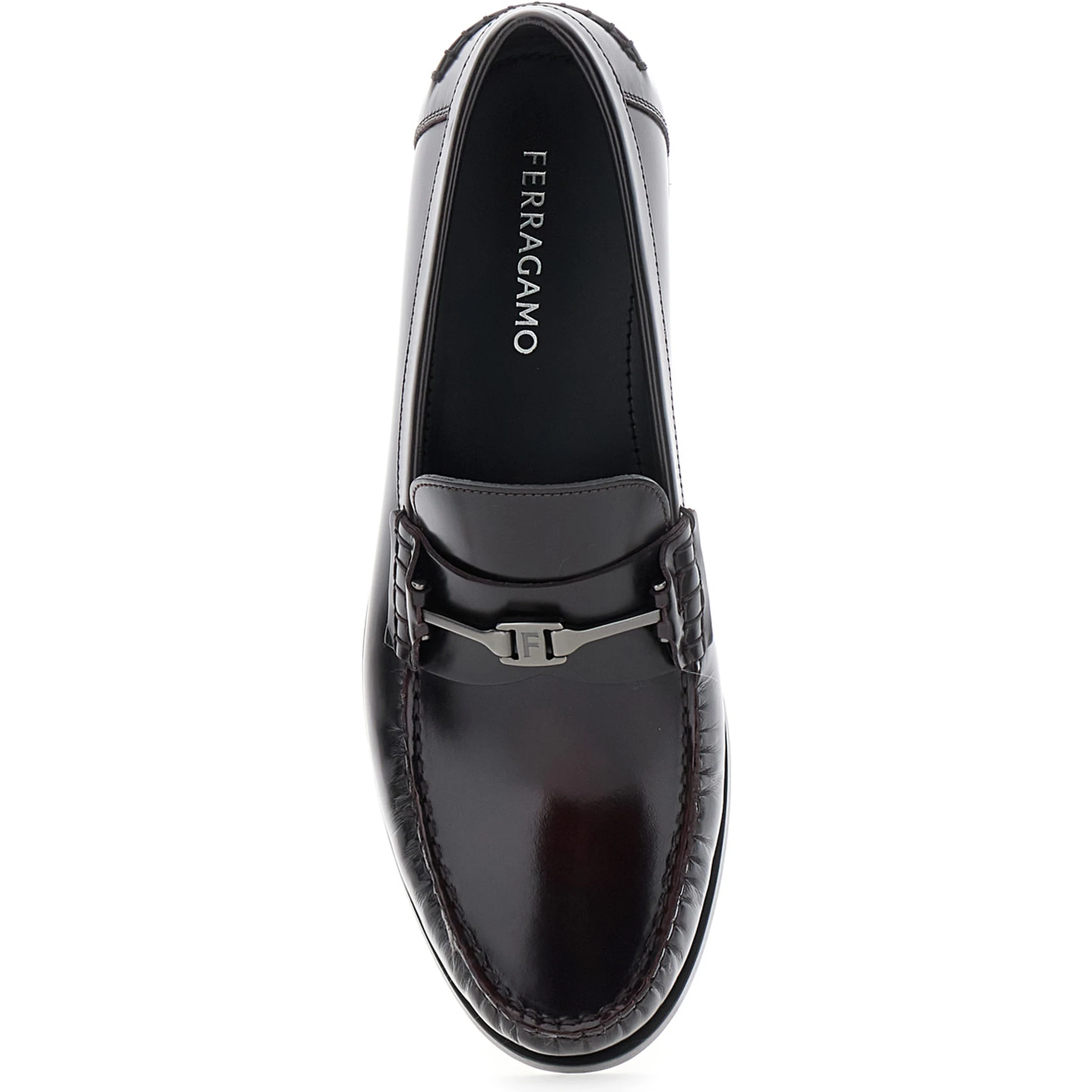 Harry Black Loafers with Almond Toe and Logo Plaque Detail in Leather Man