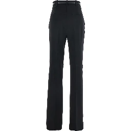 Texas Black Pants with Belt with Metallic Buckle in Fabric Woman