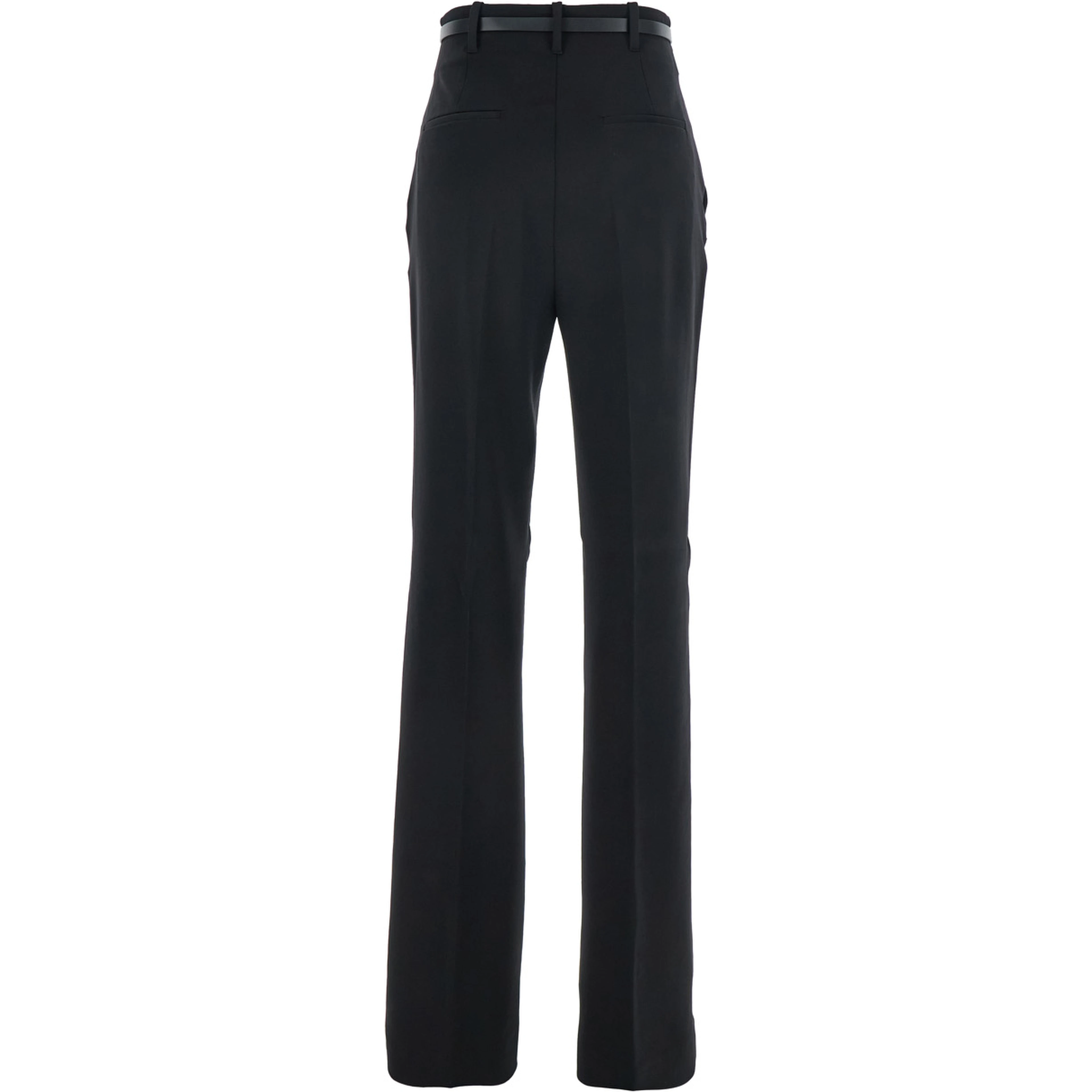 Texas Black Pants with Belt with Metallic Buckle in Fabric Woman