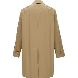 Beige Single-Breasted Coat with One Single Button in Cotton Man