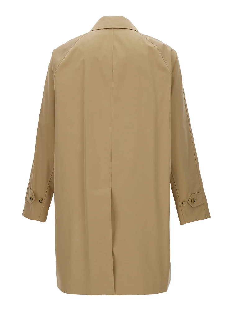 Beige Single-Breasted Coat with One Single Button in Cotton Man alternative