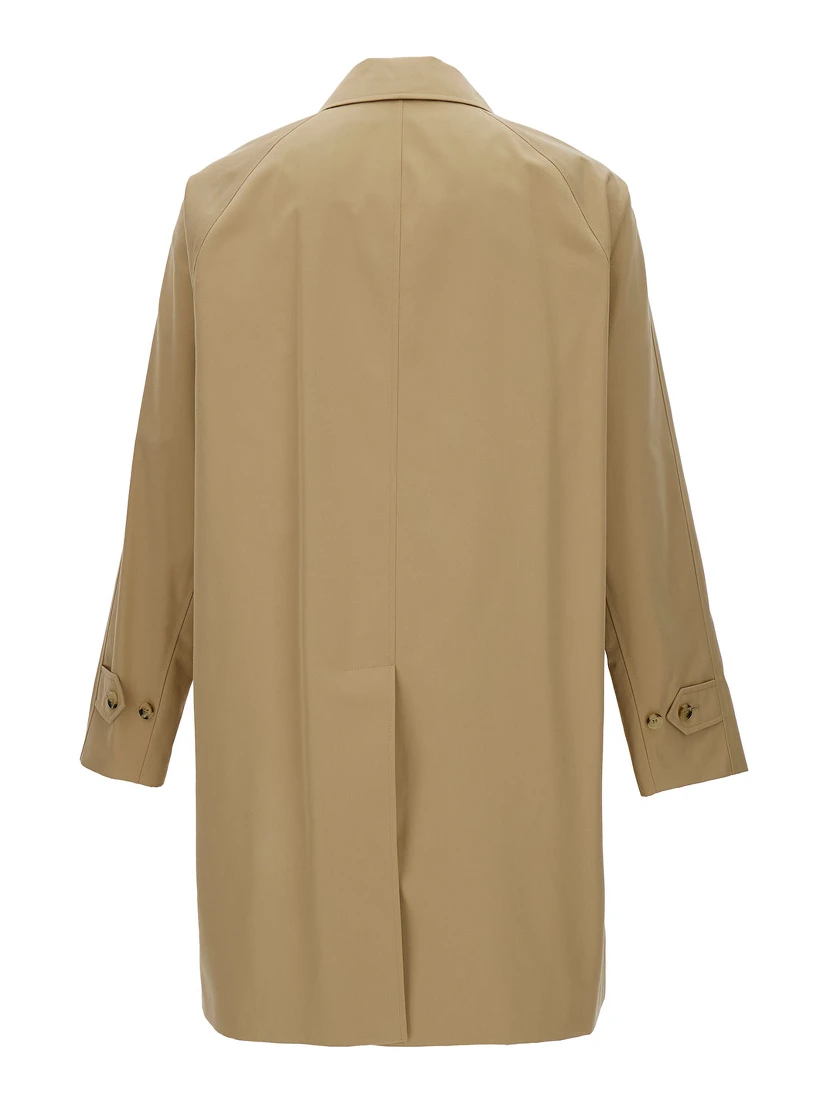 Beige Single-Breasted Coat with One Single Button in Cotton Man
