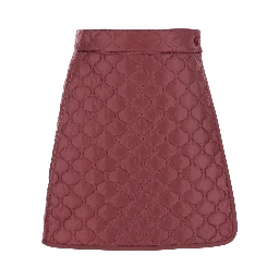 Bordeaux Miniskirt with Quilted Motif and Logo Patch on the Rear in Tech Fabric Woman