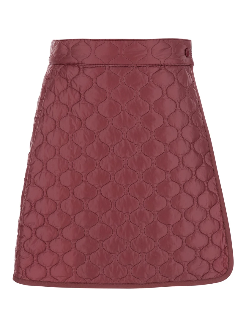 Bordeaux Miniskirt with Quilted Motif and Logo Patch on the Rear in Tech Fabric Woman