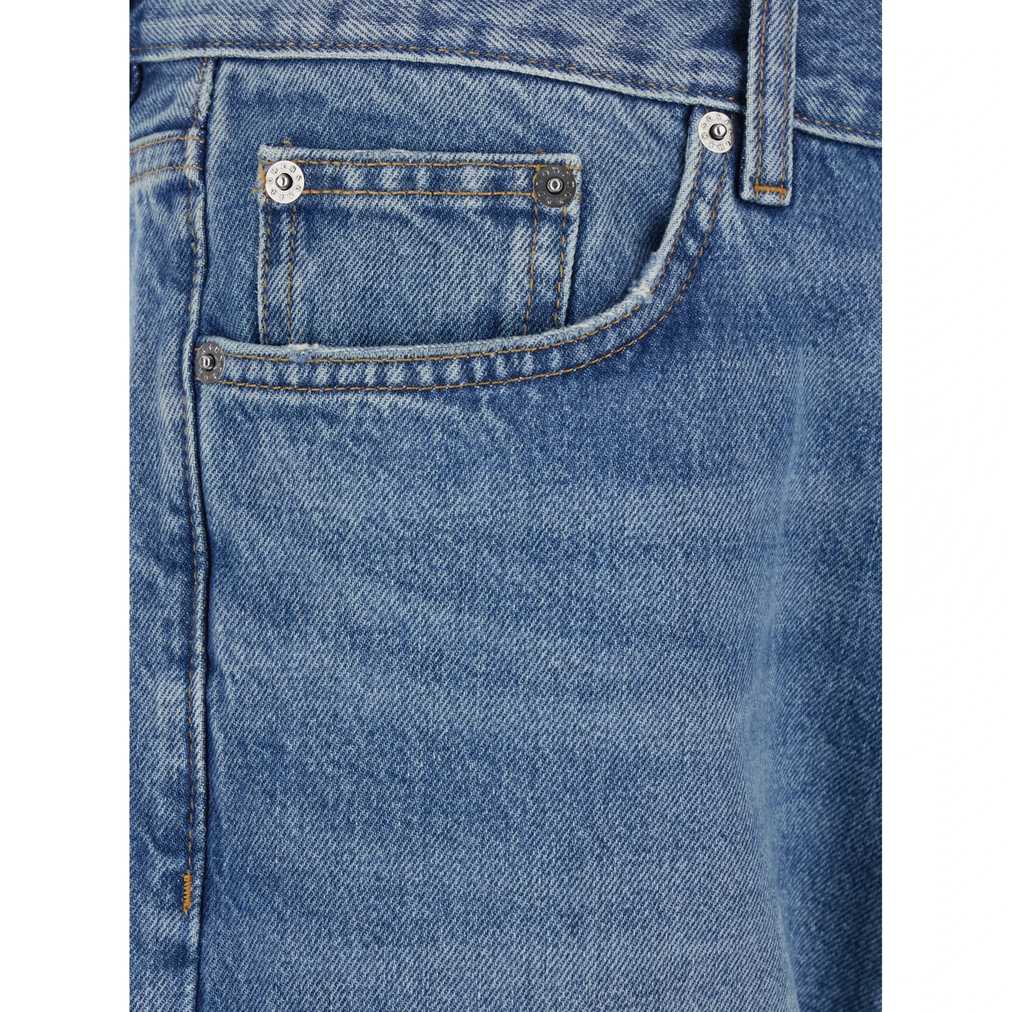 Blue Jeans with Belt Loops and Logo Patch on the Rear in Denim Man