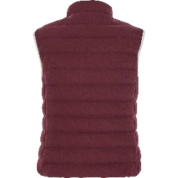 Bordeaux Sleeveless Down Jacket with Logo Patch on the Front in Cotton Blend Woman