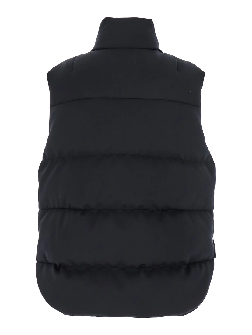 Otis Black High-Neck Vest with Logo Patch on the Chest in Tech Fabric Woman