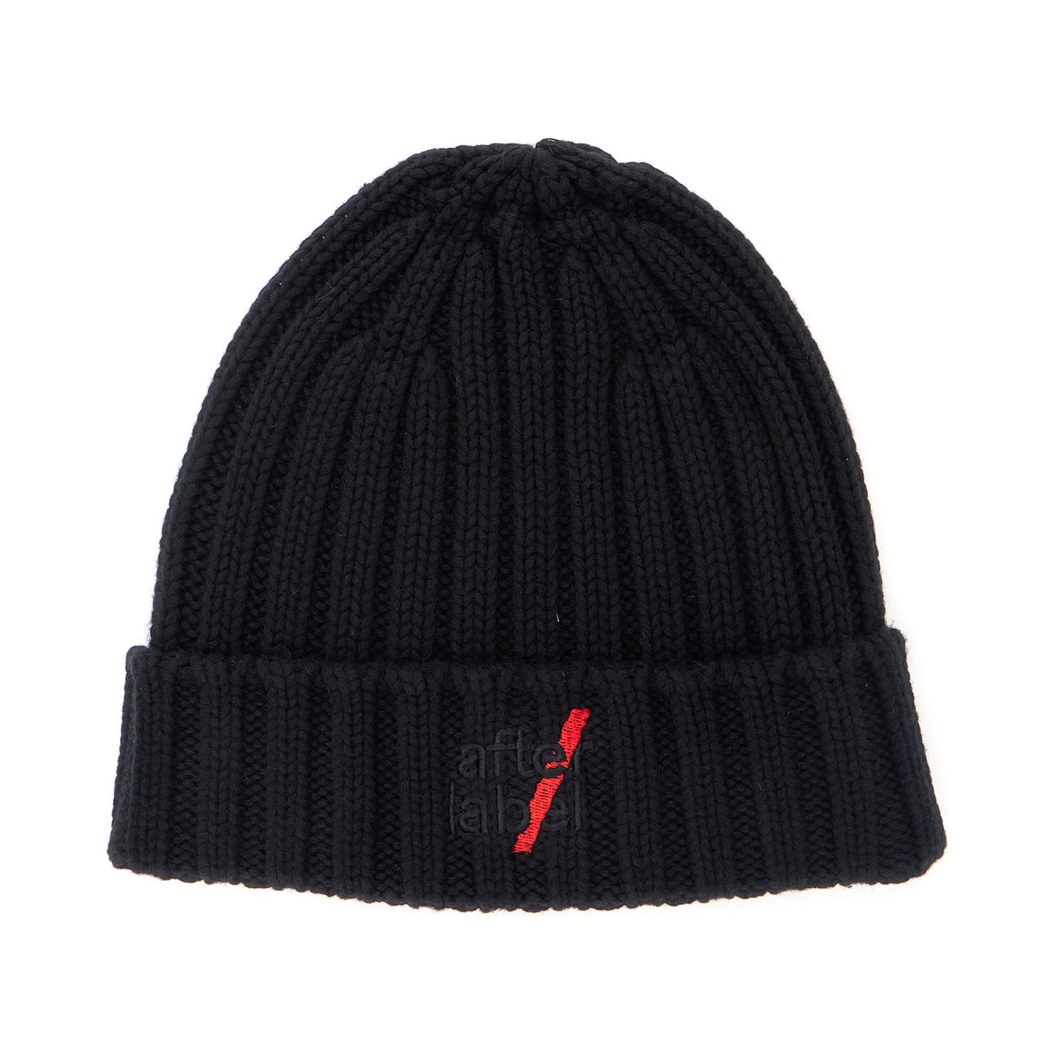 Kiruna Black Knit Beanie with Logo Embroidery on the Front in Cotton Blend Woman