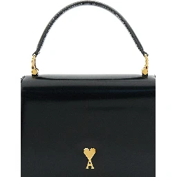 Black Handbag with ADC Patch on the Front and Adjustable and Removable Shoulder Strap in Leather Woman