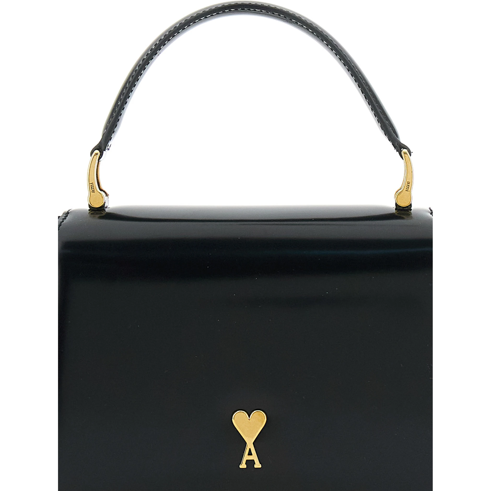 Black Handbag with ADC Patch on the Front and Adjustable and Removable Shoulder Strap in Leather Woman