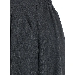 Grey Pants with Semi-Elastic Waist and Oversize Design in Fabric Woman